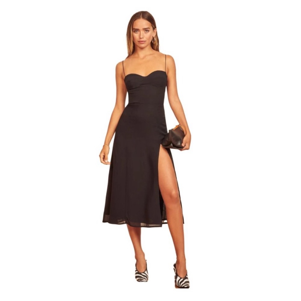 Reformation Black Midi Dress